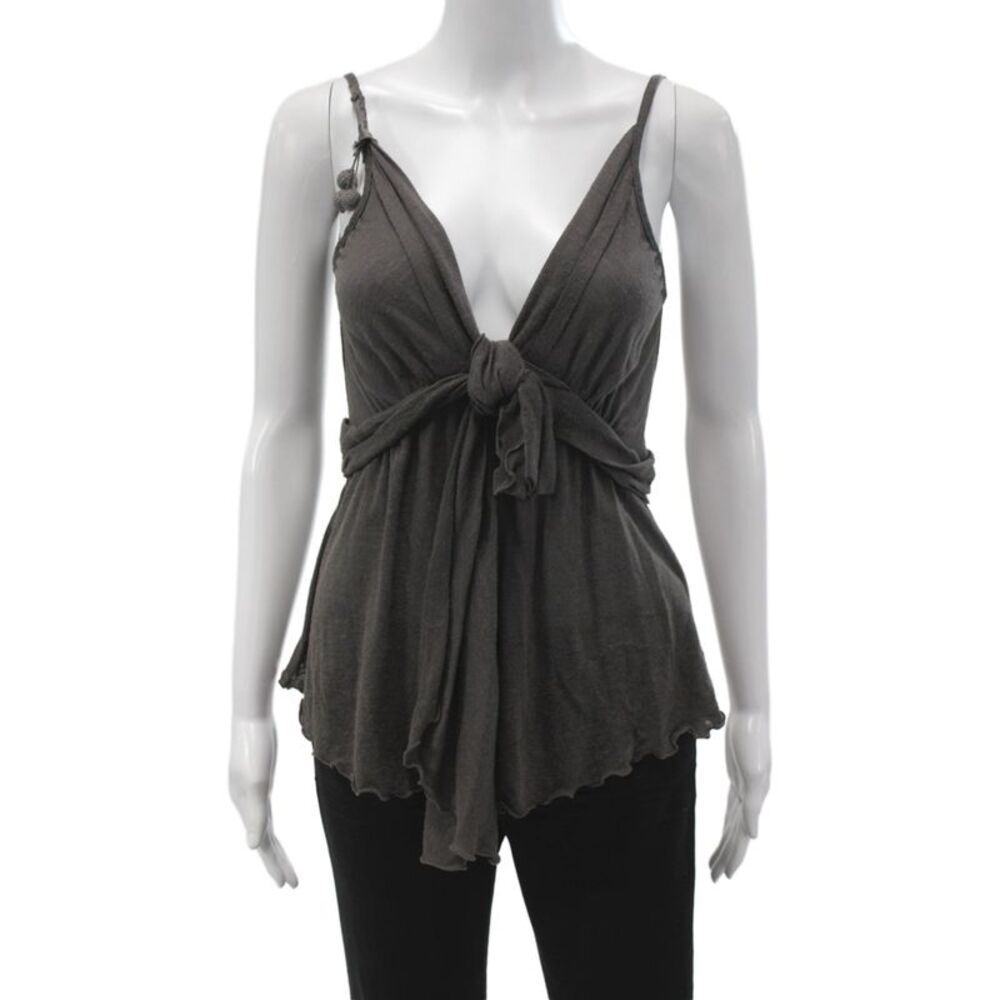 Hanii Y Womens Brown V Neck Camisole Sleeveless Bohemian Size 44